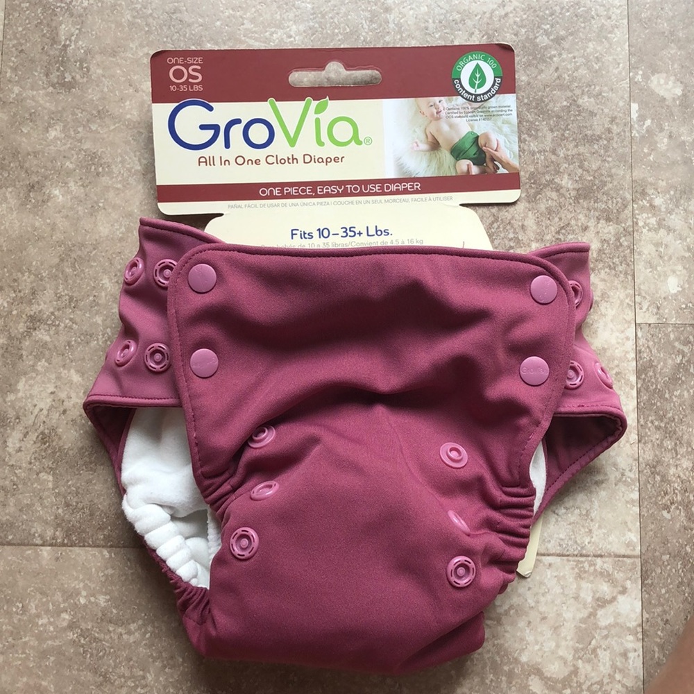 Grovia Organic All in One cloth diaper- petal- EUC
